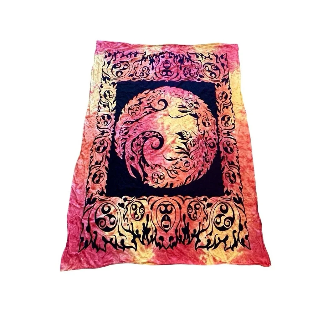 Cotton Celtic Dragon Tie Dye Tapestry Wall Hanging 54x76 Ann Weller